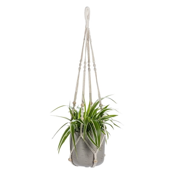 Abbott Collection Home 20-MACRAME-901 Planter Hanger with Beads, Ivory/Natural