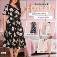 thumbnail image 3 of Cuteduck Women's summer casual plus-size Bohemian-style swing wrap dress with floral prints, V-neck and cinched waist, flowing and elegant mid-length dress 1X-5X, 3 of 7