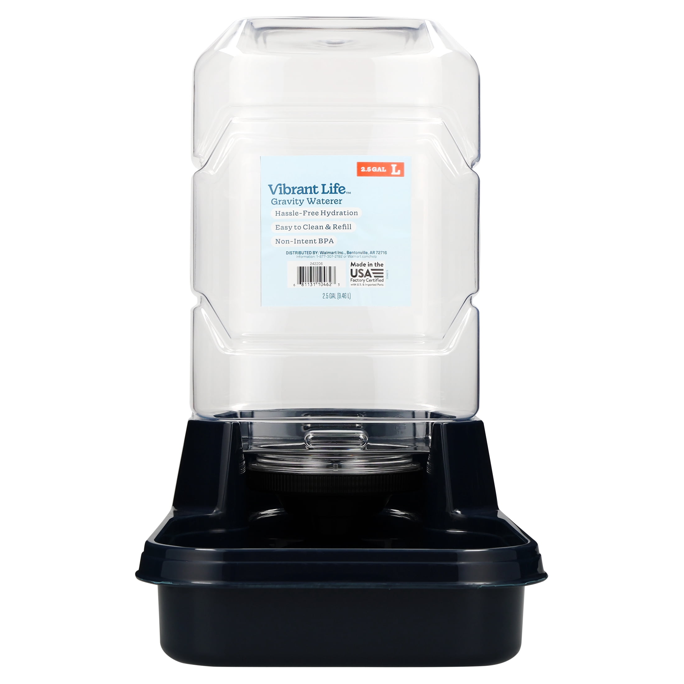 Vibrant Life 2.5 gal Gravity Waterer for Large Pets, Navy