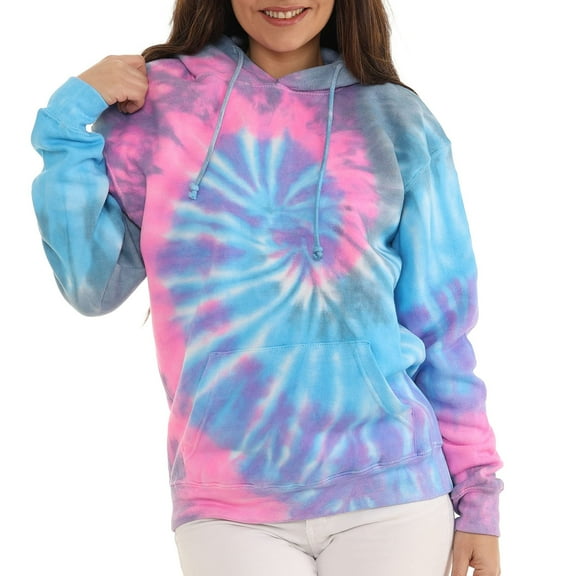 Pure Essence Tie Dye Fleece Long Sleeve Pullover Hoodie for Men and Women