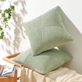thumbnail image 4 of Set of 2 Sage Green Decorative Throw Pillow Covers 12x12 Inch Soft Corduroy Windmill Textured Striped Patchwork Cushion Cases for Sofa Bed Home Decor, 4 of 8