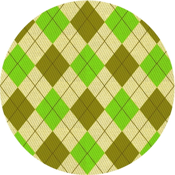 Ahgly Company Machine Washable Indoor Round Transitional GreenYellow Green Area Rugs, 6' Round