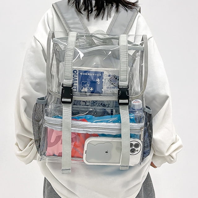 Mochila transparente de PVC Bolso de estadio transparente para festivales de conciertos (gris)