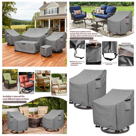 Outdoor Swivel Chair Cover 2 Pack,Outdoor Furniture Patio Chair Covers Waterproof Clearance,(30" W x 34" D x 38.5" H) Outdoor Lawn Patio Furniture Covers,Grey
