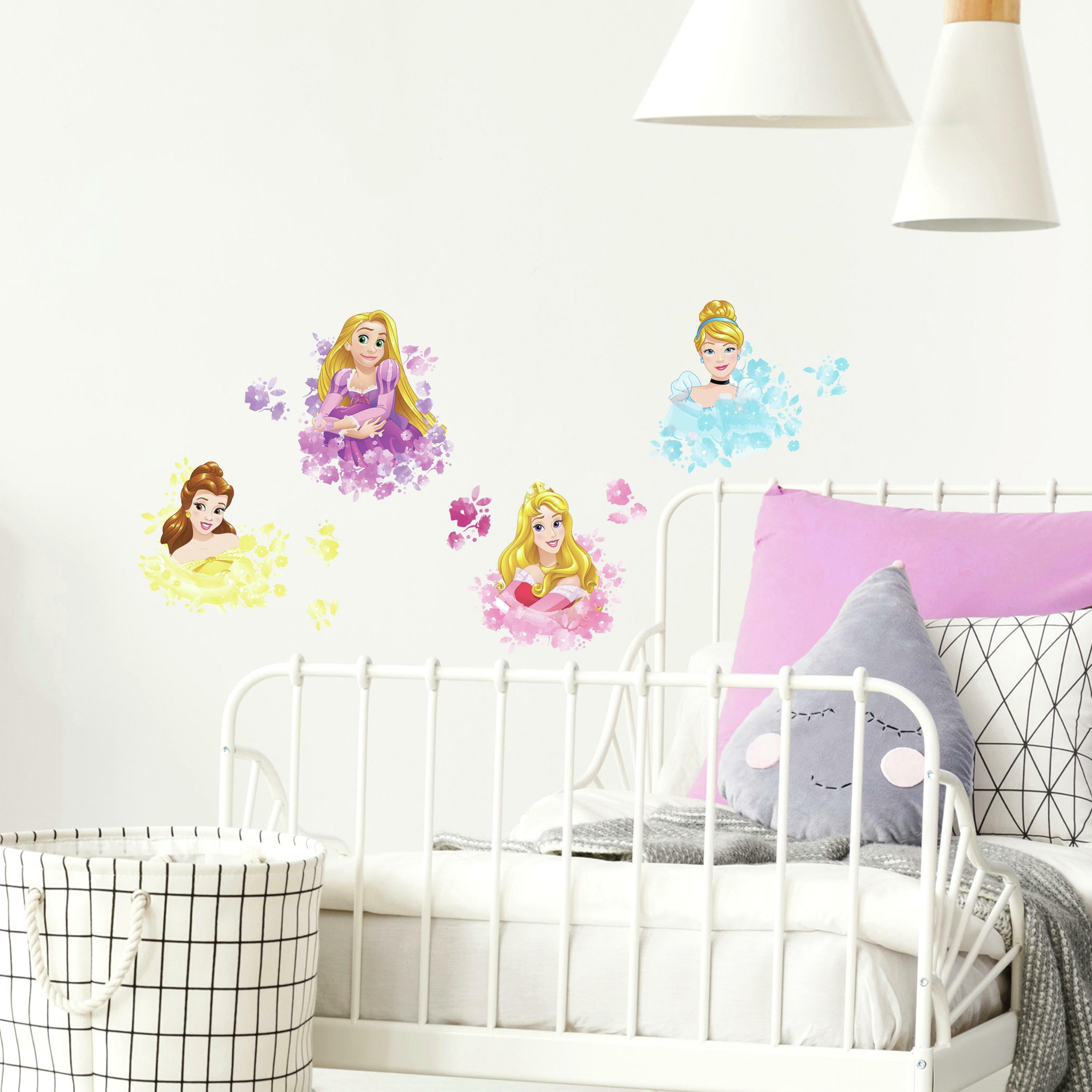 Girly bedroom decor photo wallpaper feature wall Disney PrincessWithout glue