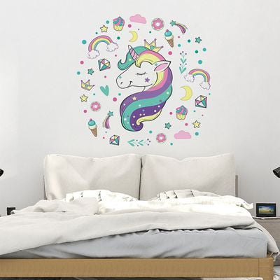 SHIYAO  Unicorn Wall Sticker Wall Art Decoration, Home Room Decor for Baby Room Bedroom Kindergarden