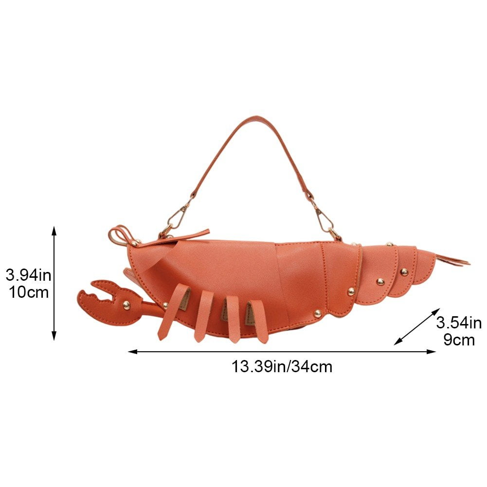 Jiibva Lobster Shaped Crossbody Bag for Women Unique Rivets Lobster Design Shoulder Bag Stylish Handbag Purse for Women Teen