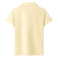thumbnail image 6 of ZHOGXU Toddler Kids Girls Polo Shirt Solid Color Short Sleeve Lapel Breathable Lightweight Tee Top For Everyday Wear,Yellow,9-10 Years, 6 of 7