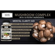 Kaya Naturals Mushroom Complex Supplement, 10 Mushroom Extracts- Lions Mane - Reishi - Shiitake