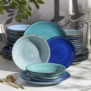 vancasso Bonita Blue Dinner Set- 36 Pieces Stoneware Dinnerware Set for 12