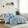 thumbnail image 5 of Regency Heights Full/Queen Comforter Set Blue, 4 Pieces Pucker Woven Comforters Full/Queen Size, Solid Bedding Comforters Sets, 5 of 8