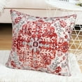 thumbnail image 2 of Boho Pillow Covers 18x18 Inch Square Set of 2, Christmas Red Throw Pillows for Couch Sofa Furniture, Velvet Farmhouse Decorative Pillows Carpet Pattern Ethnic Design Pillowcase for Bed Bench, 2 of 6
