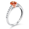 thumbnail image 3 of Gem Stone King 0.73 Ct Orange Sapphire G/H Lab Grown Diamond 10K White and Rose Gold Engagement Ring, 3 of 4