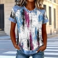 thumbnail image 2 of Atogsazn Women Waffle Colorblock Shirt Denim Patchwork Casual Short Sleeve Pullover T-shirt Crew Neck Tops Outfit 02-Purple XXXL Fashion, 2 of 5