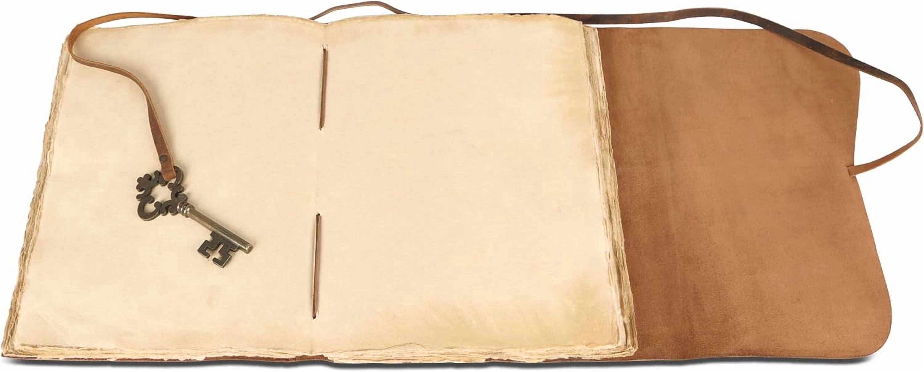 10x7 Inch Leather Journal with Key Lock – Handmade Buffalo Leather Cover & Deckle Edge Paper – Vintage Travel Notebook for Writing, Sketching, Gift for Men & Women (Brown)