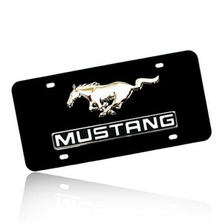ford mustang 3d pony and name on black metal license plate with lifetime (Best License Plate Names)