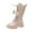 Pink, variant on lsirc Girls Lace-Up Combat Boots with Side Zipper, Knee-High Lug Sole Dress/School Boots - Toddler/Little/Big Kids, Beige, US10.5(4-4.5Years)