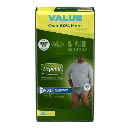Depend Fresh Protection Adult Incontinence Disposable Underwear for Men - Maximum Absorbency - XL - Gray - 26ct
