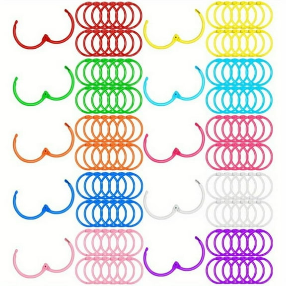120 pcs Loose Leaf Binder Rings, Flash Card Ring Colorful Metal Book Ring Rainbow Heavy Duty Notebook Rings, Keychain 1 Inch 10 Colors