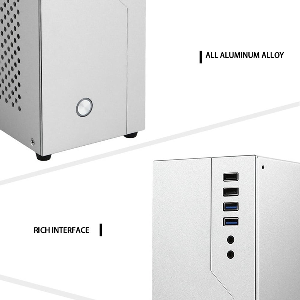 Mini ITX Computer Case All Aluminum Soft HTPC Office Single Slot PCIE Desktop Case