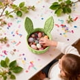 thumbnail image 5 of Basket with Handle Easter Bunny Rattan Woven Picnic Baskets with Rabbit Ear Straw Wicker Egg Candy Storage for Egg Party Supplies Gifts (Green), 5 of 7