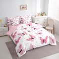thumbnail image 4 of Manfei Vintage Boho Butterfly 7pcs Bedding Comforter Set,Geometric Polka Dot Queen Bedding Sets,White Pink Queen Sheet Sets For Girls Kids,Breathable Home Decor Reversible, 4 of 9