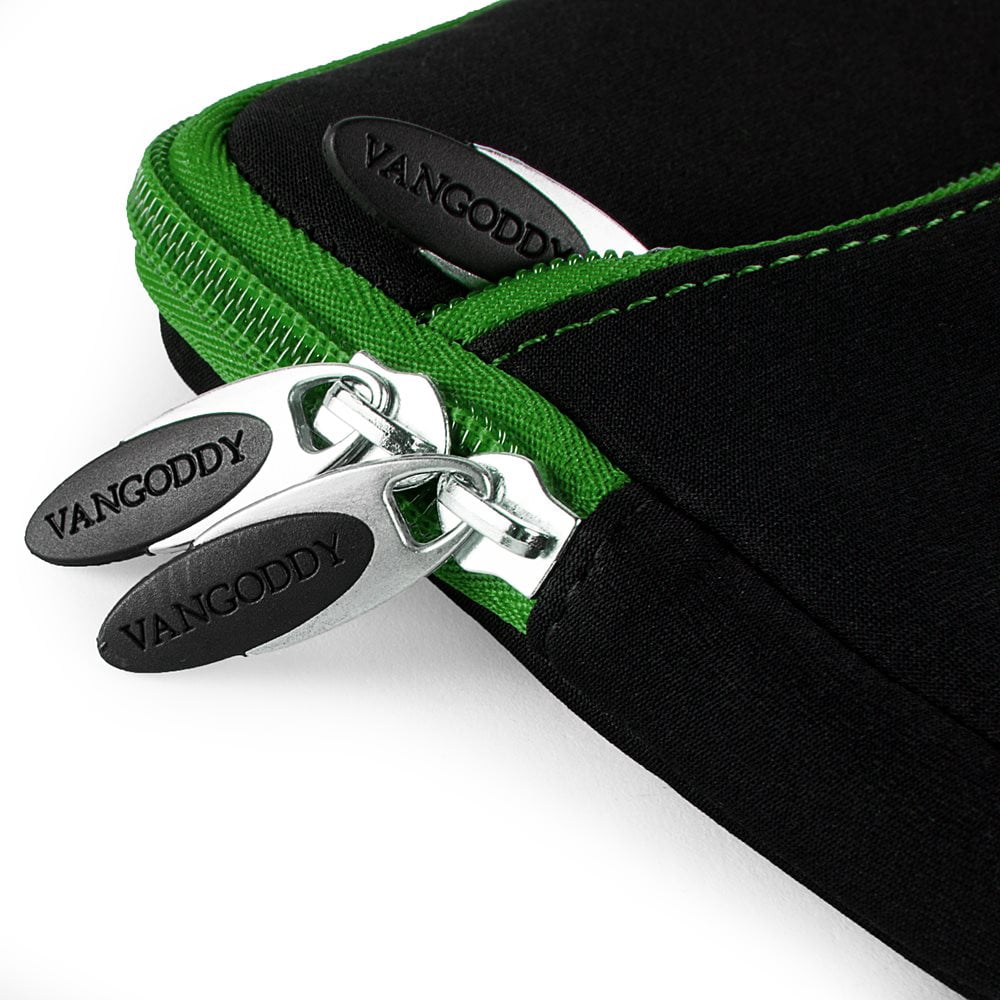 VANGODDY Universal Protective Neoprene Sleeve for 6, 7 inch Tablet Devices, Black with Green Trim