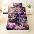 thumbnail image 3 of Castle Fairy Purple Motorcycle Twin Sheet Sets 3pcs for Teens, Rose Garden Art Bedding for Bedroom, Purple Pink, 3 of 6