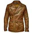 thumbnail image 1 of Brown Long Coat Men Military Overcoat Mens Brown Long Leather Jacket Mens Long Coat For Winter Long Leather Coat Mens Military Style Jackets size XS, 1 of 3