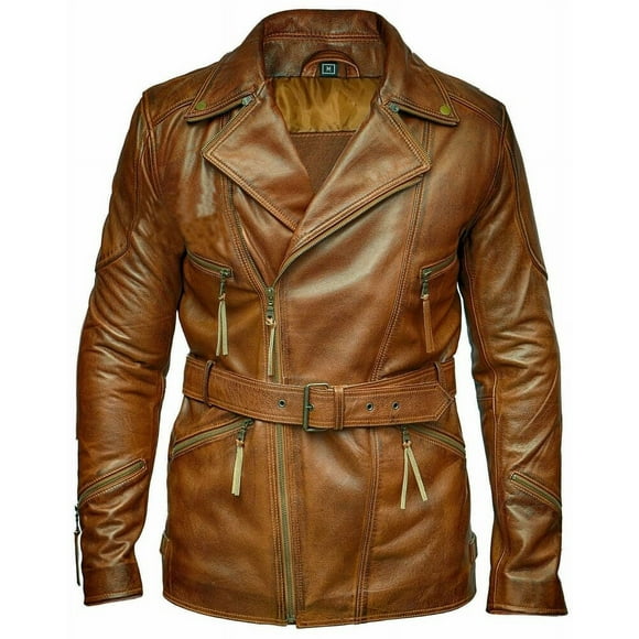 Brown Long Coat Men Military Overcoat Mens Brown Long Leather Jacket Mens Long Coat For Winter Long Leather Coat Mens Military Style Jackets size L
