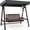Black Canopy + Carbonized Swing, variant on Ktaxon 2-Seater Wooden Patio Swing with Canopy & Cushion, Outdoor Porch Swing Chair with Solid Fir Wood Frame for Backyard Garden, Teak color