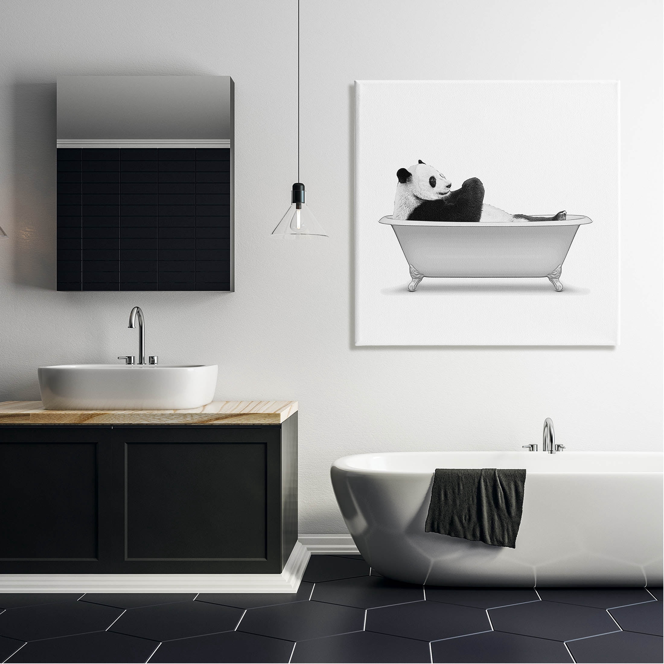 Stupell Industries Panda Bear Bathing Claw Foot Tub Graphic Art Gallery Wrapped Canvas Print Wall Art, Design by Annalisa Latella