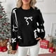 thumbnail image 2 of RKSTN Christmas Sweaters for Women Oversized Crewneck Cute Bow Knit Pullover Sweater Top Womens Casual Solid Embroidered Round Neck Loose Fits Comfy Sweet Style Sweater Fall Spring Outfits, 2 of 9