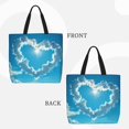 thumbnail image 2 of Honeii Heart Shaped Cloud Print Tote Bag, Reusable Grocery Shopping Bag,Shoulder Bag with Inner Pocket, 2 of 7