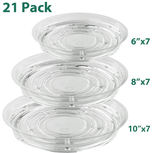 21 Pack Clear Plastic Plant Saucer Drip Trays Plant Plate Dish for