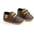 thumbnail image 4 of Baby Boys Girls Moccasins Oxford Sneakers PU Leather Rubber Sole Infant Loafers Anti-Slip Toddler First Walkers Crib Dress Shoes, 4 of 6