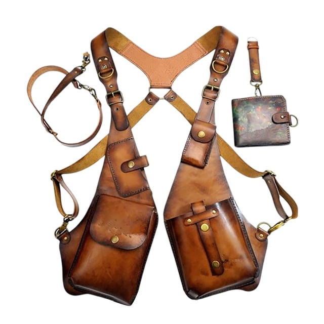 Halloween COSPLAY Vest Underarm Satchel PU Leather Adjustable Fashionable Accessory