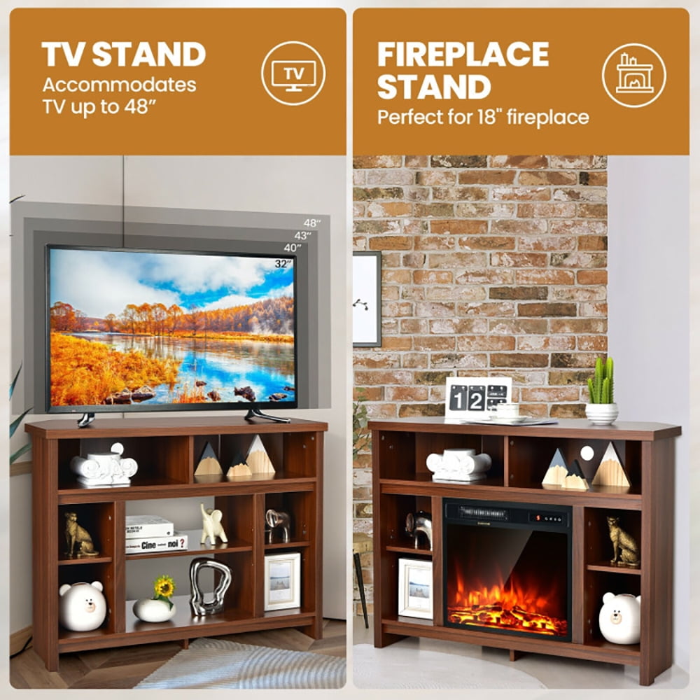 Finihen TV Stand, TV Cabinet, Modern Corner TV Stand with Adjustable Shelves for TVs up to 48 Inch, Media Entertainment Center with Storage, for Living Room, Bedroom, Coffee