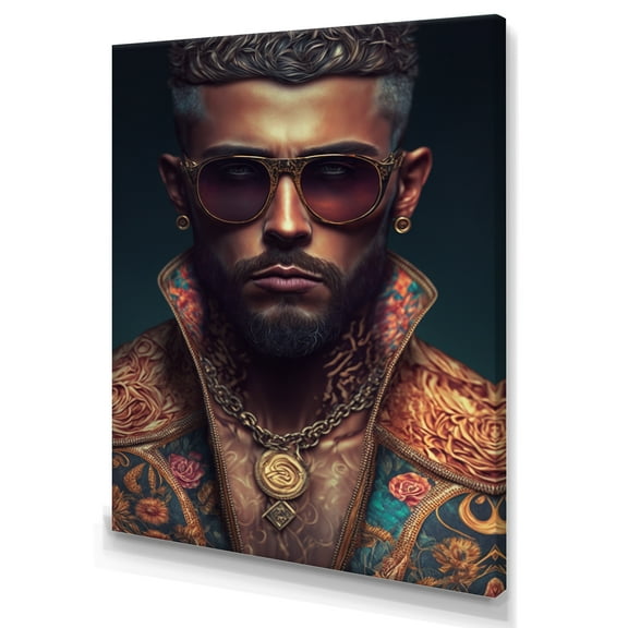 Designart Fashion Muscular Man With Sun Glasses VIII Canvas Wall Art