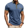 thumbnail image 2 of Qwertyu Men's Casual Polo Shirts Classic Long Sleeve Basic Button T-Shirt Lightweight Cotton Golf Tops with Pocket Dark Blue L, 2 of 7
