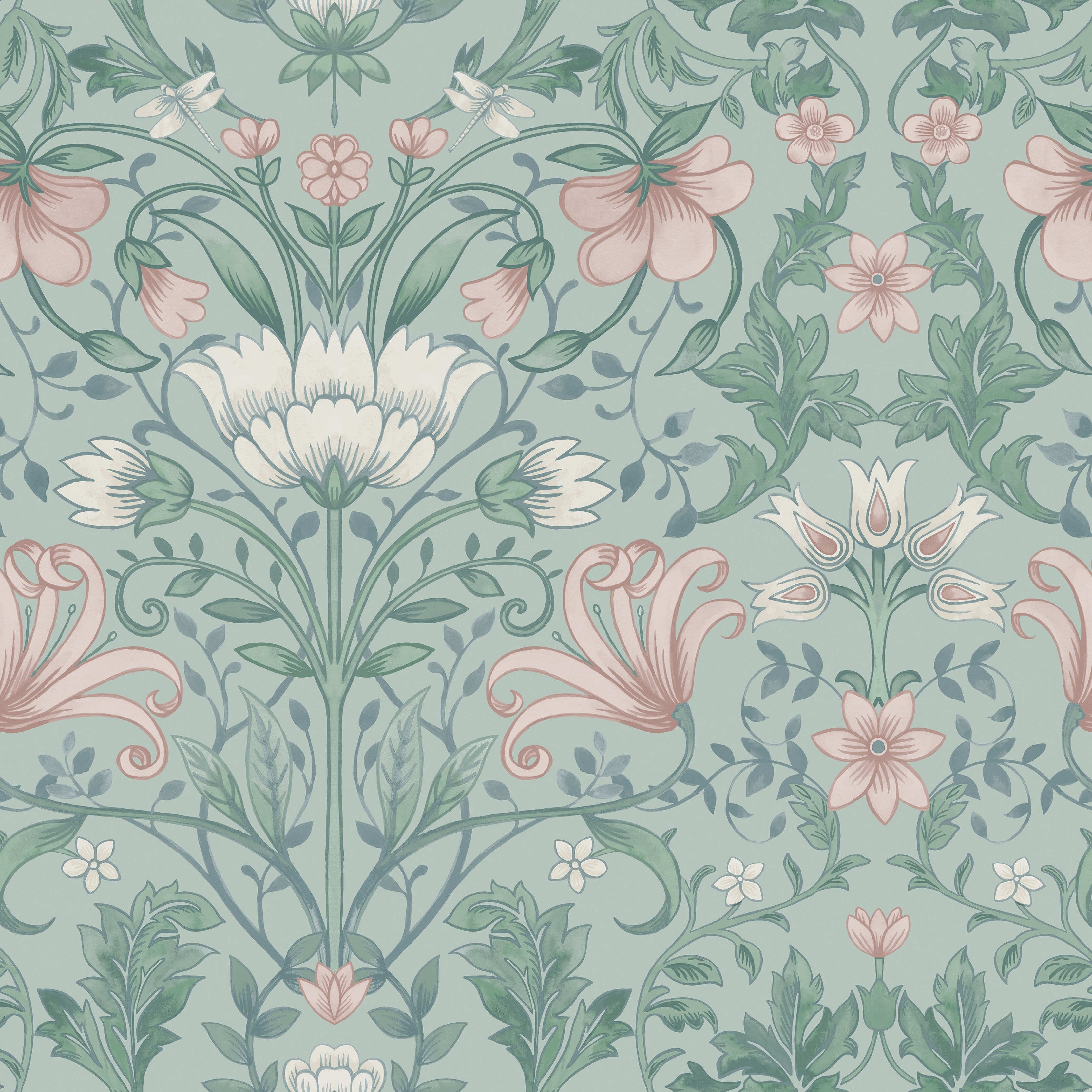 Vintage Floral Unpasted Wallpaper  396in x 20.8in Navy Blue
