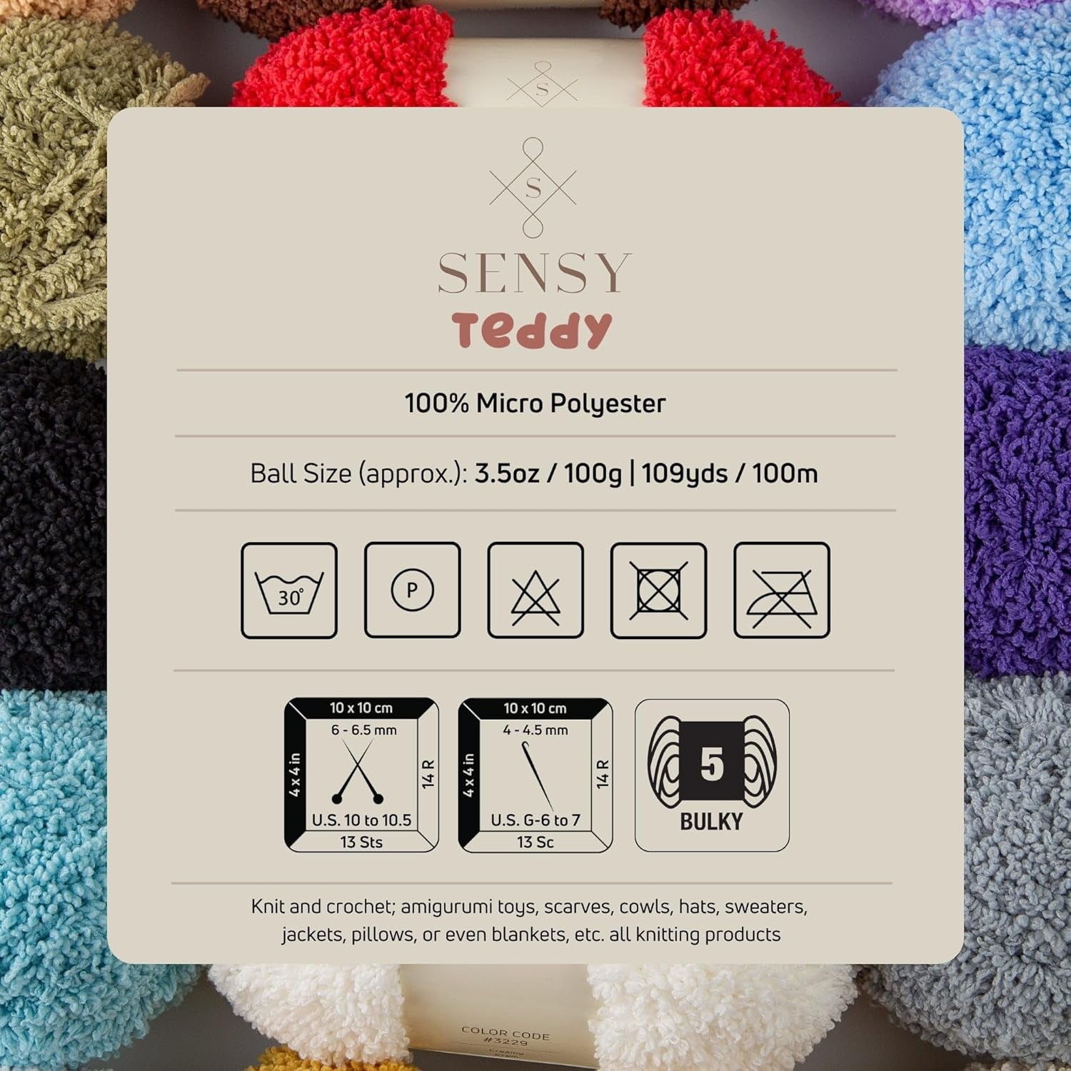 3 Skeins of Sensy Teddy Yarn for Crocheting, Sheepy Yarn, Sherpa Fleece Yarn, Soft Fluffy and Cozy Yarn, Baby Blanket Yarn, Amigurumi Yarn, 3.5 oz, 109 Yards, Gauge 5 Bulky (Brown)