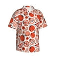 thumbnail image 3 of Xecao Hand Drawn Tomatoes print Hawaiian shirt - a stylish short-sleeve button-down for men, perfect for casual beach and tropical outings., 3 of 9