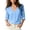 Sky Blue, variant on Blouses for Women V Neck Rolled Sleeve Casual Loose Fit Crinkled Button Down Tunics for Spring Summer