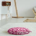 thumbnail image 3 of Camo Print Round Floor Cushion with Handle, Repetitive Pattern of Abstract Camouflage Shapes in Spring Tones, Pillow for Living Room & Dorms, 18" Round, Pink Blush and Raspberry, by Ambesonne, 3 of 4