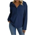 thumbnail image 5 of Otntypg Hoodies for Women Soft Fleece Half Zip Up Hoodie Long Sleeve Loose Fit Casual Pullover Oversized Sweatshirt Hooded Outwear Coat Tops with Pockets Navy L, 5 of 9