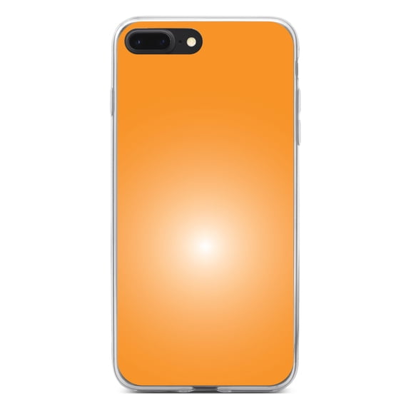DistinctInk Clear Shockproof Hybrid Case for iPhone 7 PLUS / 8 PLUS (5.5" Screen) - TPU Bumper, Acrylic Back, Tempered Glass Screen Protector - Orange White Gradient Burst Sun
