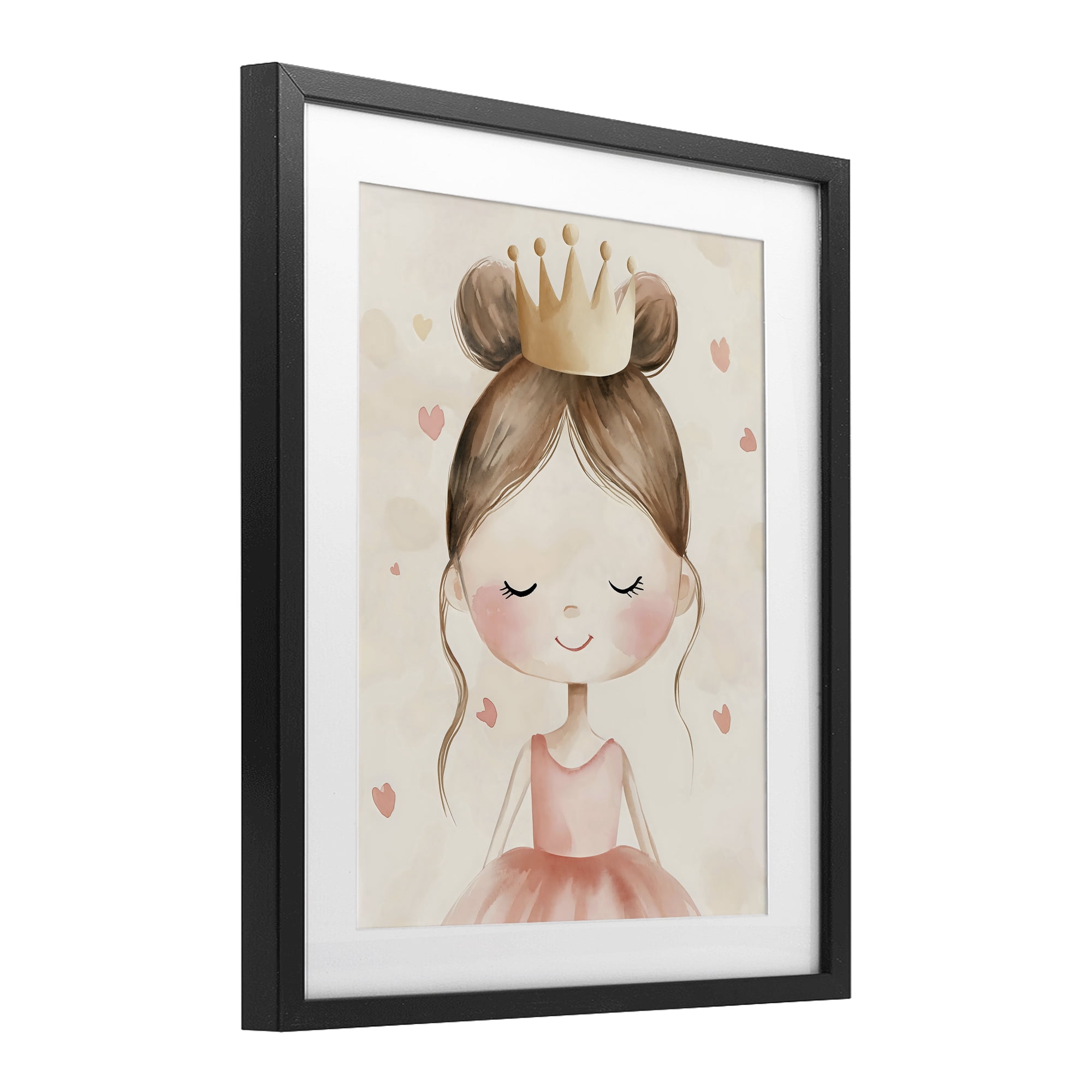 Stupell Industries Pink Ballerina in Crown Black Framed Print Under Glass, design by Creative Studio