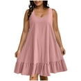 thumbnail image 2 of Antinious Womens Dresses for Party,Ladies Casual Beach Dress,Plus Size Women Fashion Summer Sleeveless Round Neck Dress,Pink,XXXXL, 2 of 5