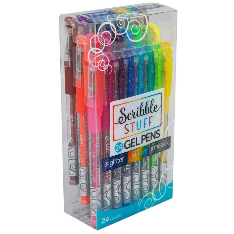 Scribble Stuff Metallic, Glitter, Neon Gel Pens, 24 Count